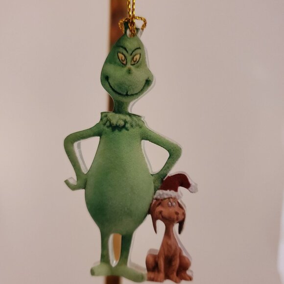 Dr. Seuss Department 56 Grinch Flocked & Max Ornament Christmas Holiday Decor - Picture 3 of 6